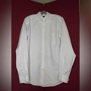 Stafford Blue and White Dress Shirt with Classic Pinstripes